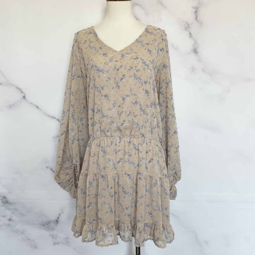 VICI V-Neck Lantern‎ Sleeve Floral Mini Dress